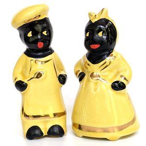 Vintage Black Americana Salt and Pepper Shaker Set - Cook and Mammy